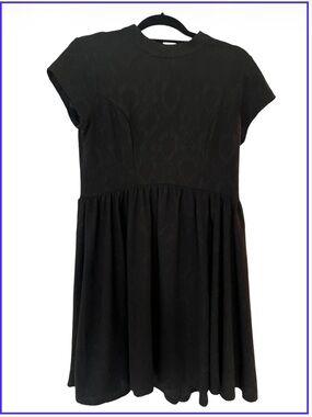 Black Baby Doll Short Sleeve Dress Skater Gothic Large